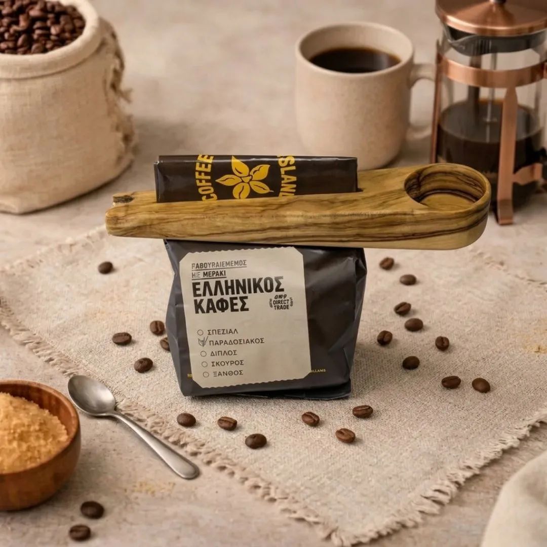 Olive Wood Coffee Scoop with built-in Bag Clip