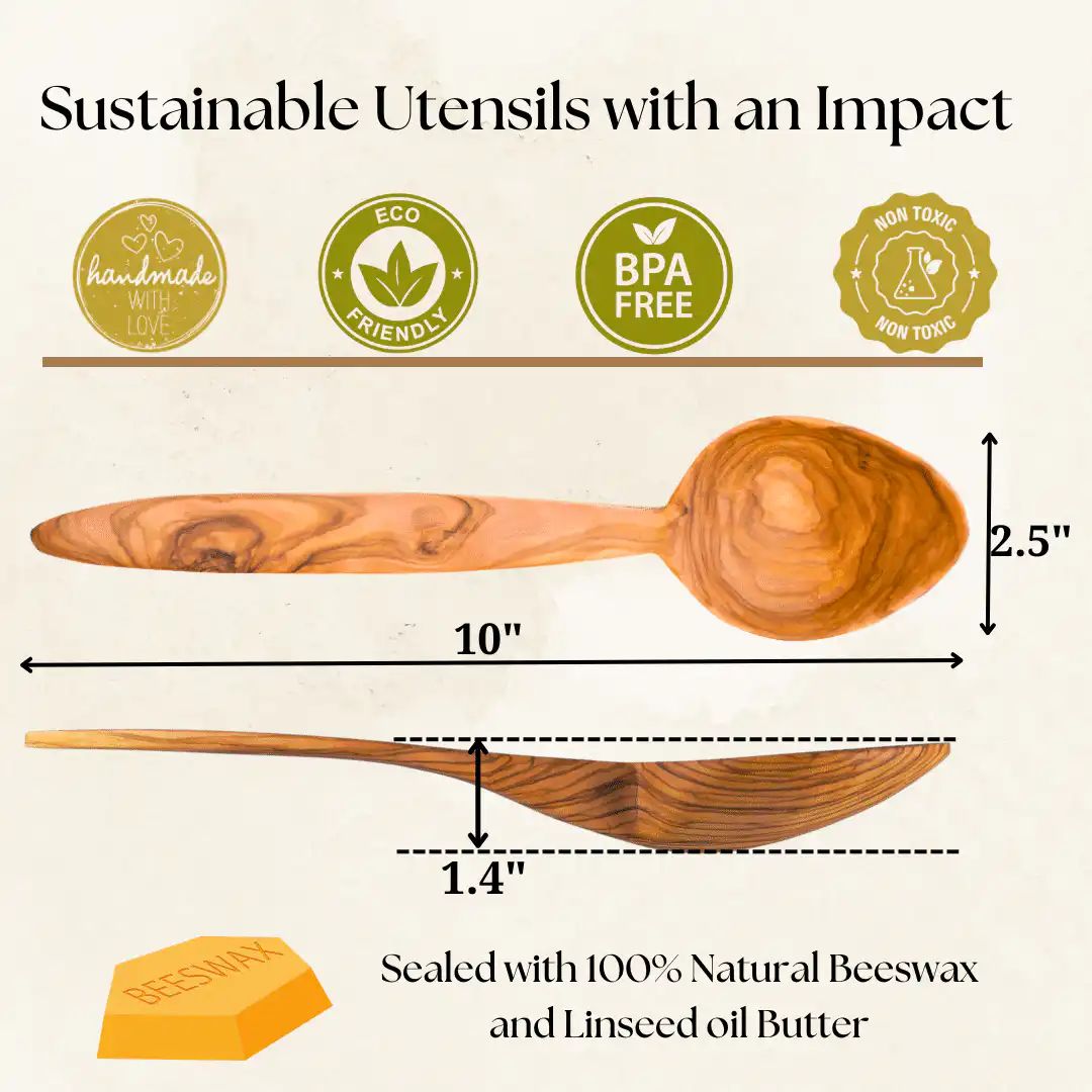 10" Olive Wood Serving Spoon — view 3