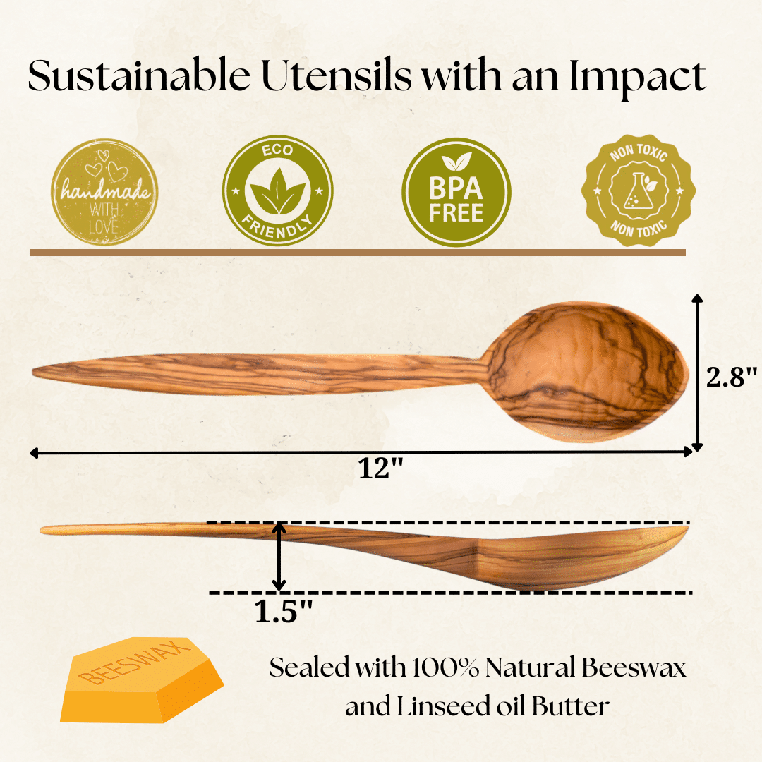 12″ Olive Wood Serving Spoon — view 3