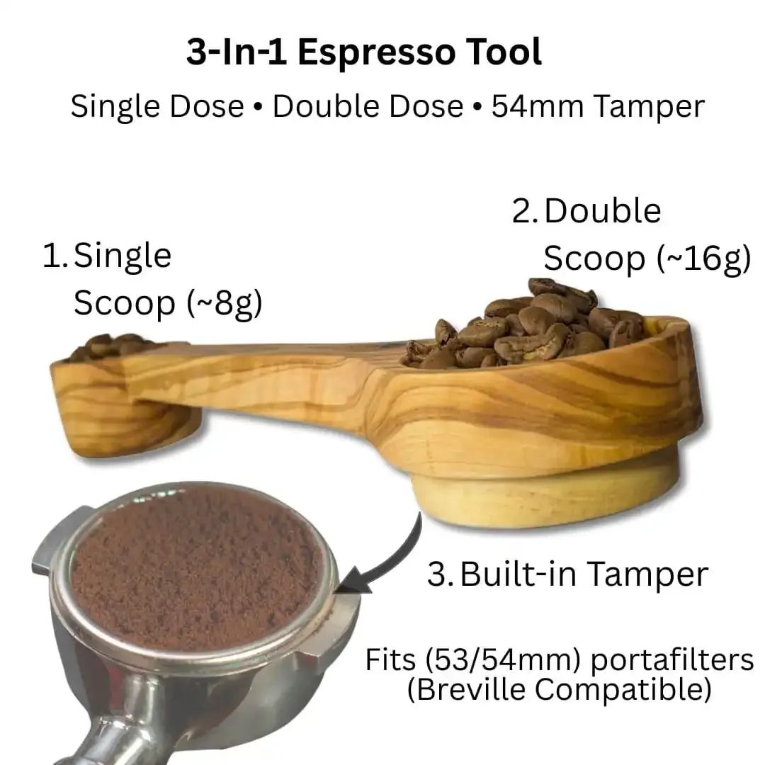 olive wood espresso scoop tamper