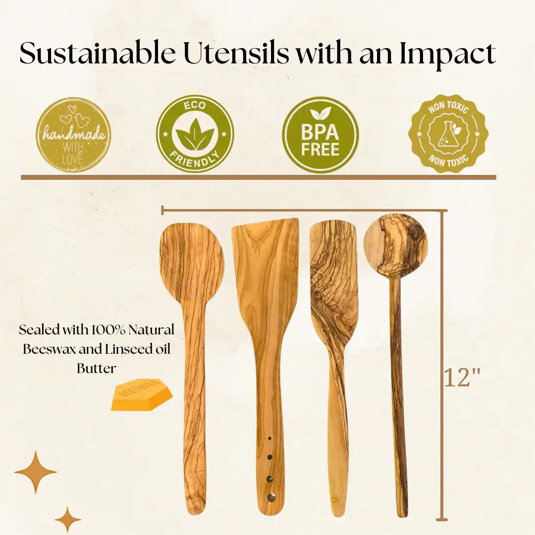 Olive wood spoon care details